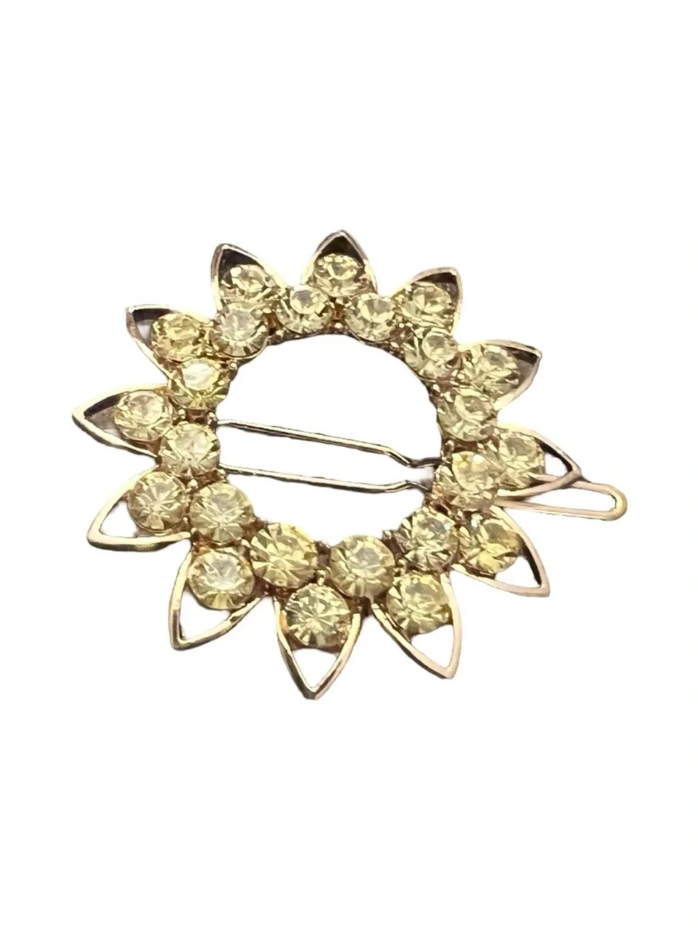 Gold-Tone Crystal Sunflower Hair Clip - Yellow Crystals FINAL PRICE DROP
